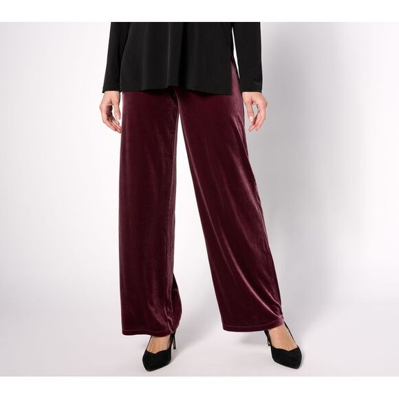 Susan Graver Weekend - Pantalon large femme gris taille élastique à